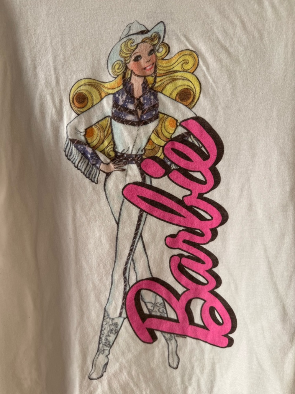 Junk Food Clothing Western Cowgirl Barbie White Crew Neck Graphic T-Shirt Size S - Picture 11 of 14